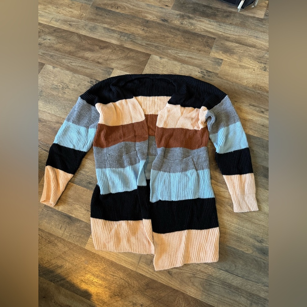 EcoWish Colorblock Open-Front Cardigan